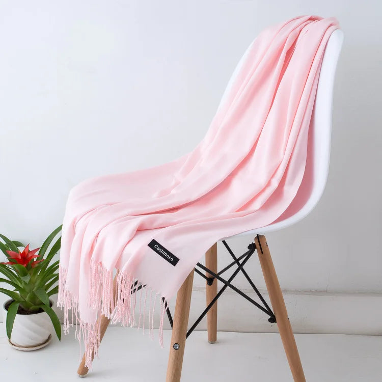 Cashmere Scarf for Women - Warm Autumn Winter Shawl with Tassels - ZOOMNSTORE