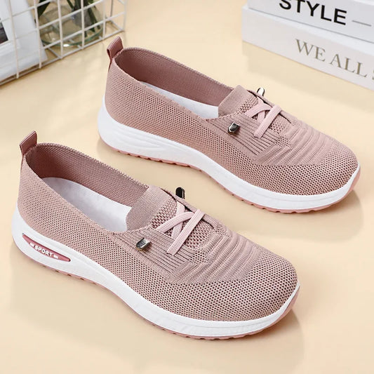 Womens Breathable Casual Walking Shoes - Fitness Flats in Pink Size 36-43 - ZOOMNSTORE