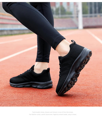 Women Casual Sneakers - Breathable Lace-Up Flat Mesh Shoes With Rubber Outsole - ZOOMNSTORE
