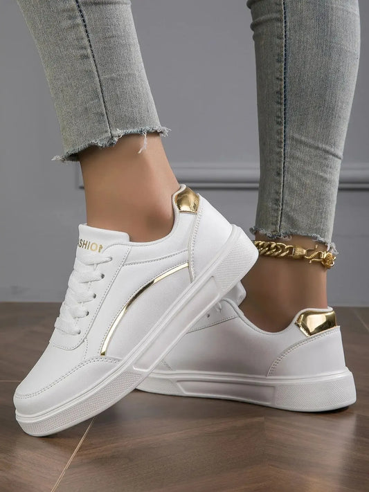 Women Casual Sneakers - PU Leather Platform Shoes | Non Slip Skate Style - ZOOMNSTORE