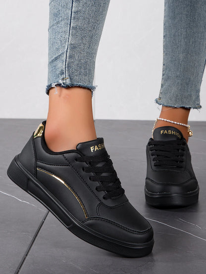 Women Casual Sneakers - PU Leather Platform Shoes | Non Slip Skate Style - ZOOMNSTORE