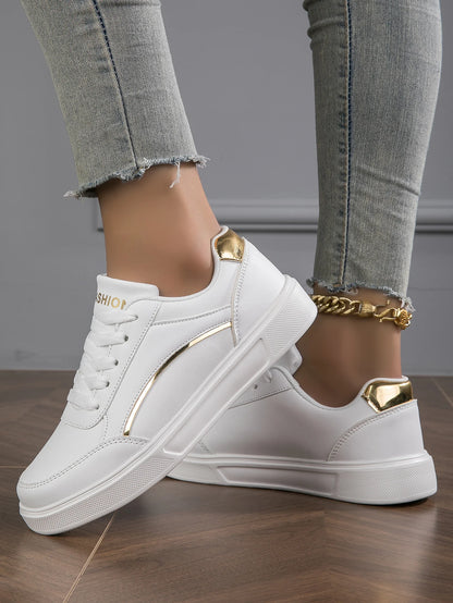Women Casual Sneakers - PU Leather Platform Shoes | Non Slip Skate Style - ZOOMNSTORE