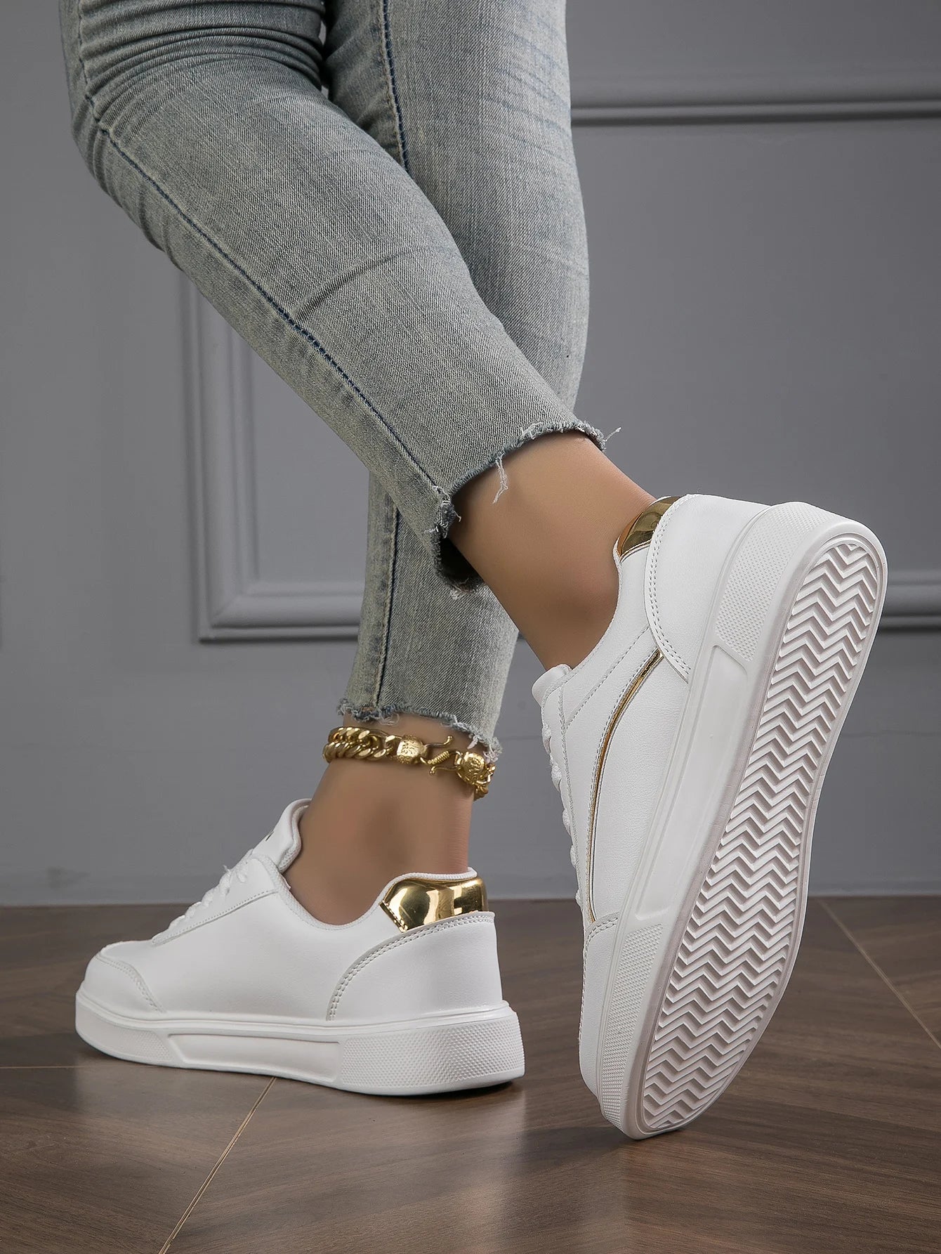 Women Casual Sneakers - PU Leather Platform Shoes | Non Slip Skate Style - ZOOMNSTORE