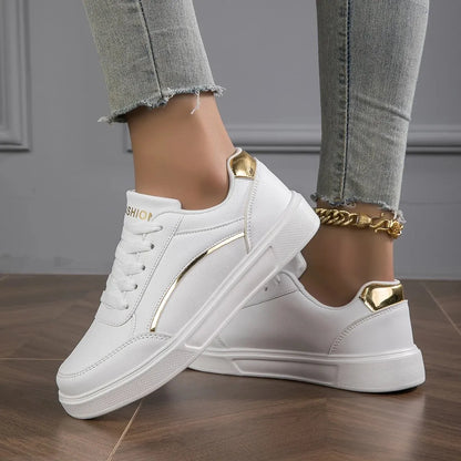 Women Casual Sneakers - PU Leather Platform Shoes | Non Slip Skate Style - ZOOMNSTORE