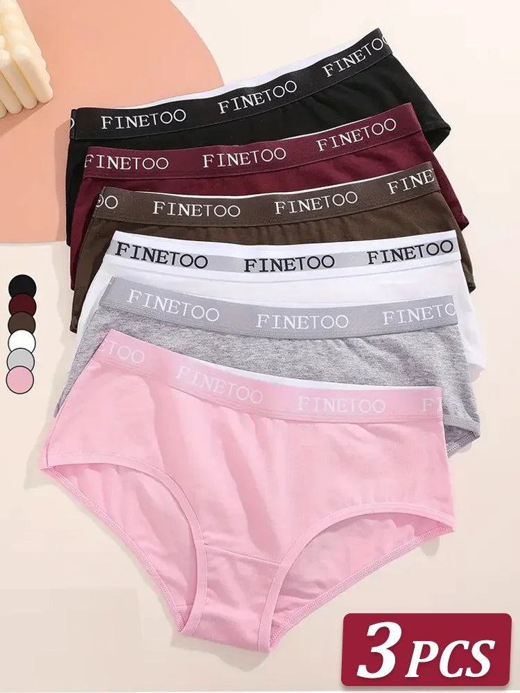 Women Cotton Briefs - Soft Breathable Low-Rise Panties 3Pcs Cotton Underwear Set - ZOOMNSTORE