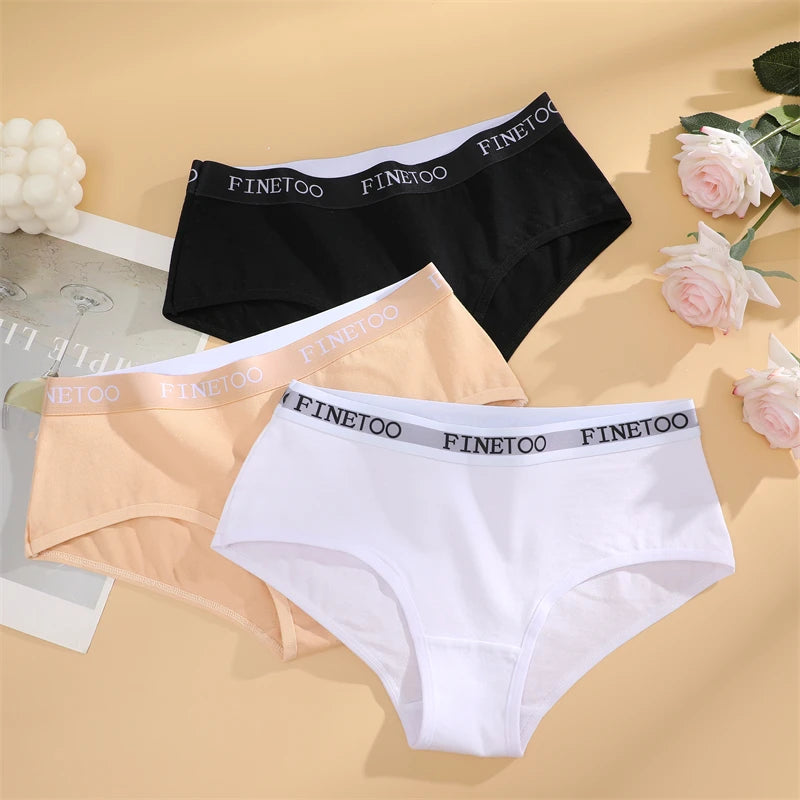 Women Cotton Briefs - Soft Breathable Low-Rise Panties 3Pcs Cotton Underwear Set - ZOOMNSTORE
