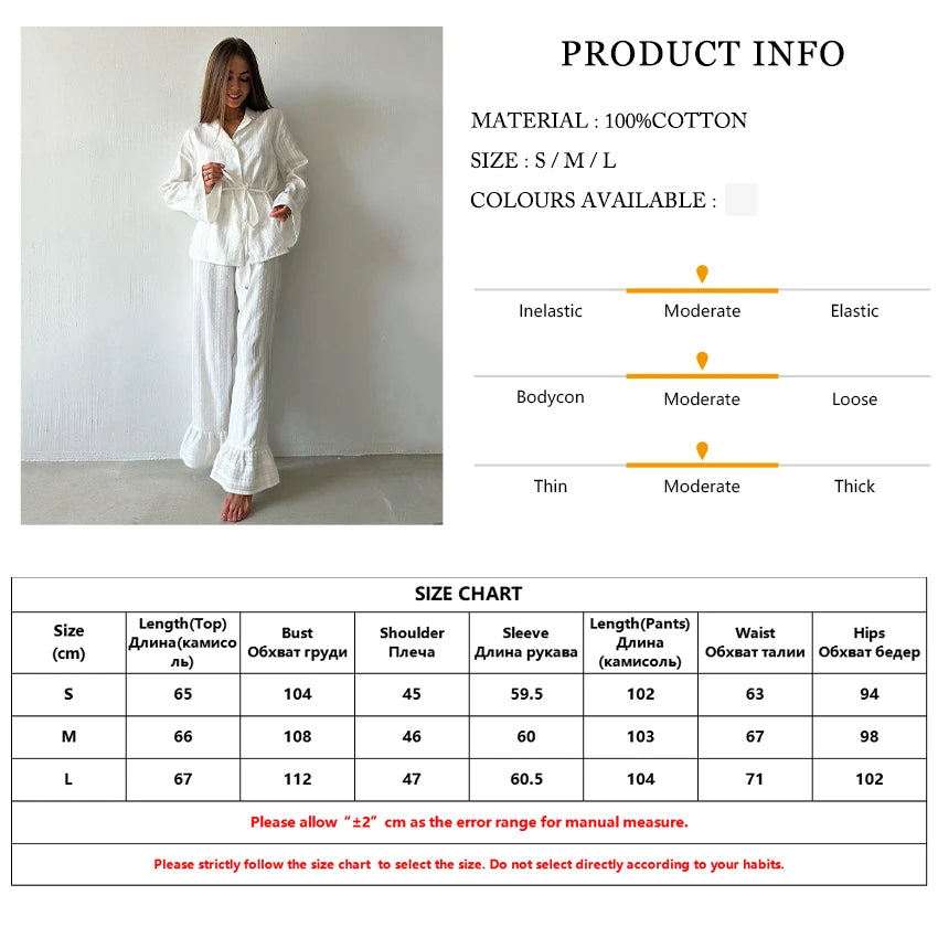 Marthaqiqiq Casual Women Nightgown 2 Piece Suit Long Sleeve Nightwear Turn-Down Collar Sleepwear Pants Loose Home Clothes Ladies - ZOOMNSTORE