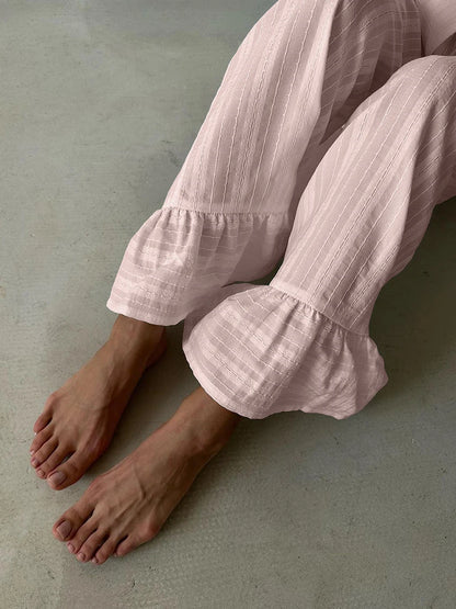 Marthaqiqiq Casual Women Nightgown 2 Piece Suit Long Sleeve Nightwear Turn-Down Collar Sleepwear Pants Loose Home Clothes Ladies - ZOOMNSTORE