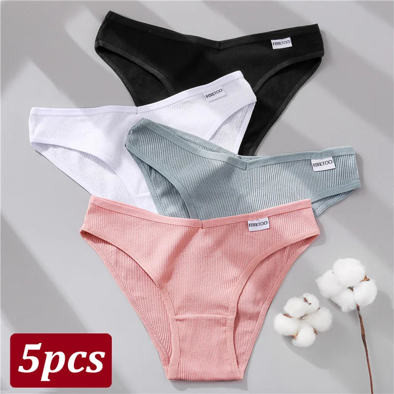 Women Cotton Panties - 5PCS Mid Rise Briefs Plus Size Sexy Ladies Underwear - ZOOMNSTORE