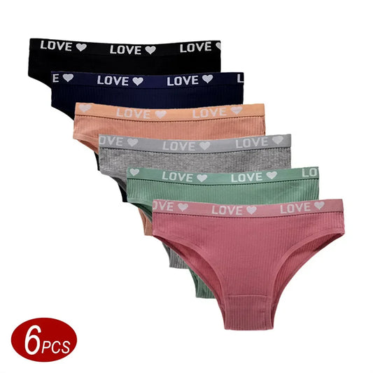 Women Cotton Panties - 6 Pack Ribbed Cotton Underwear Set | Comfortable Low Waist Briefs - ZOOMNSTORE
