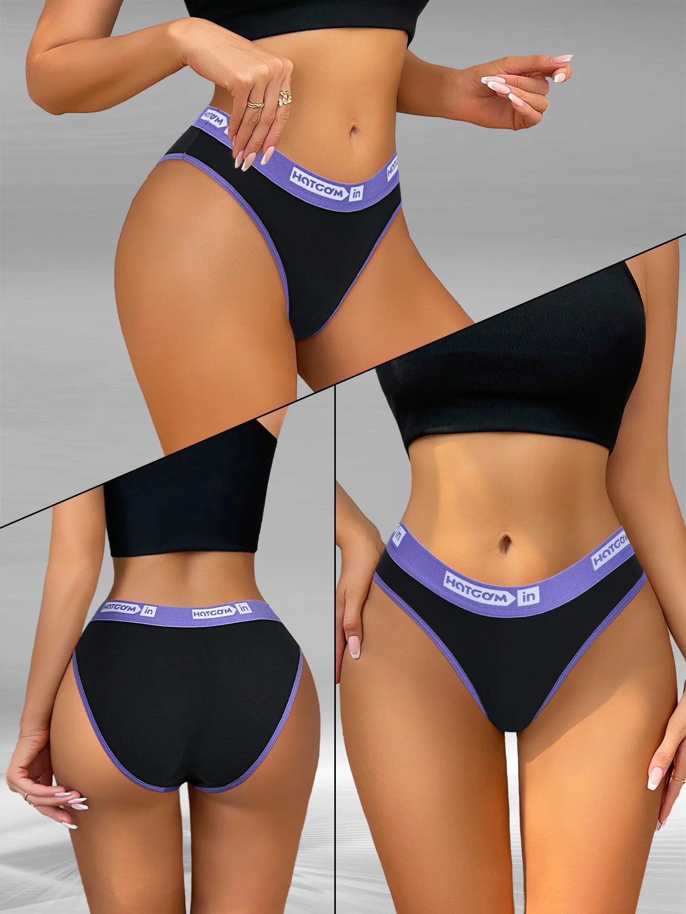 Women Cotton Panties - 6Pcs Breathable Low-Rise Underwear Set | Soft Stretch Black Briefs - ZOOMNSTORE
