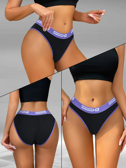 Women Cotton Panties - 6Pcs Breathable Low-Rise Underwear Set | Soft Stretch Black Briefs - ZOOMNSTORE