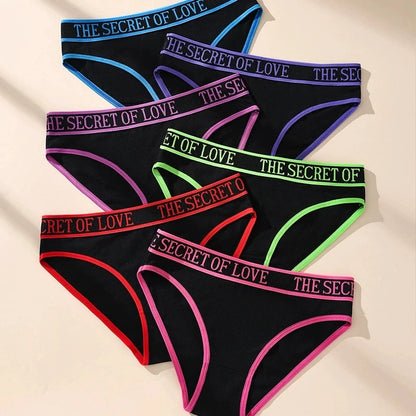 Women Cotton Panties - 6Pcs Breathable Low-Rise Underwear Set | Soft Stretch Black Briefs - ZOOMNSTORE