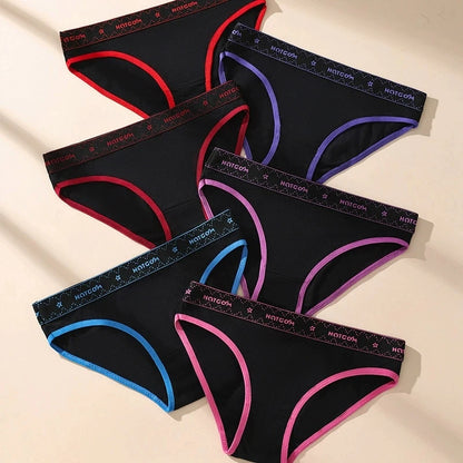 Women Cotton Panties - 6Pcs Breathable Low-Rise Underwear Set | Soft Stretch Black Briefs - ZOOMNSTORE