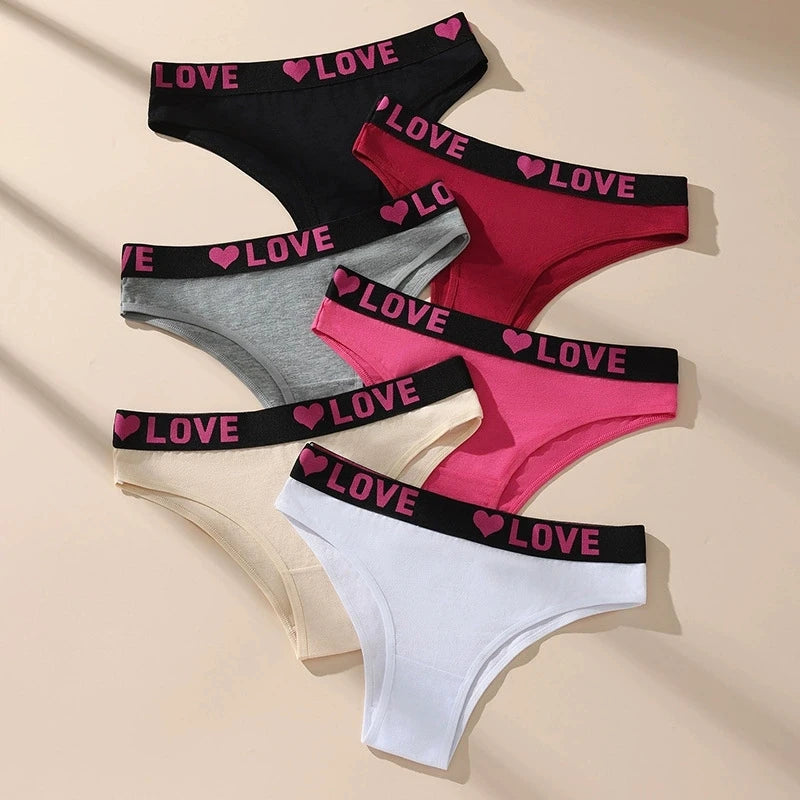 Women Cotton Panties - 6Pcs Breathable Low-Rise Underwear Set | Soft Stretch Black Briefs - ZOOMNSTORE