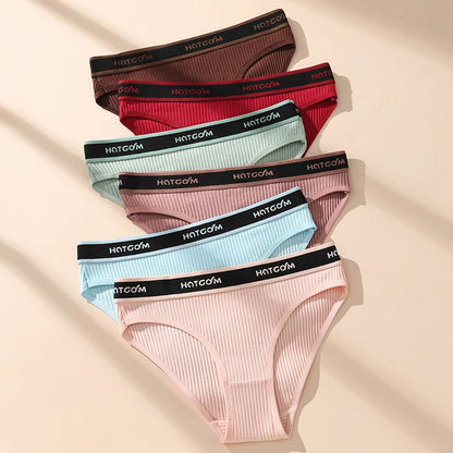Women Cotton Panties - 6Pcs Breathable Low-Rise Underwear Set | Soft Stretch Black Briefs - ZOOMNSTORE