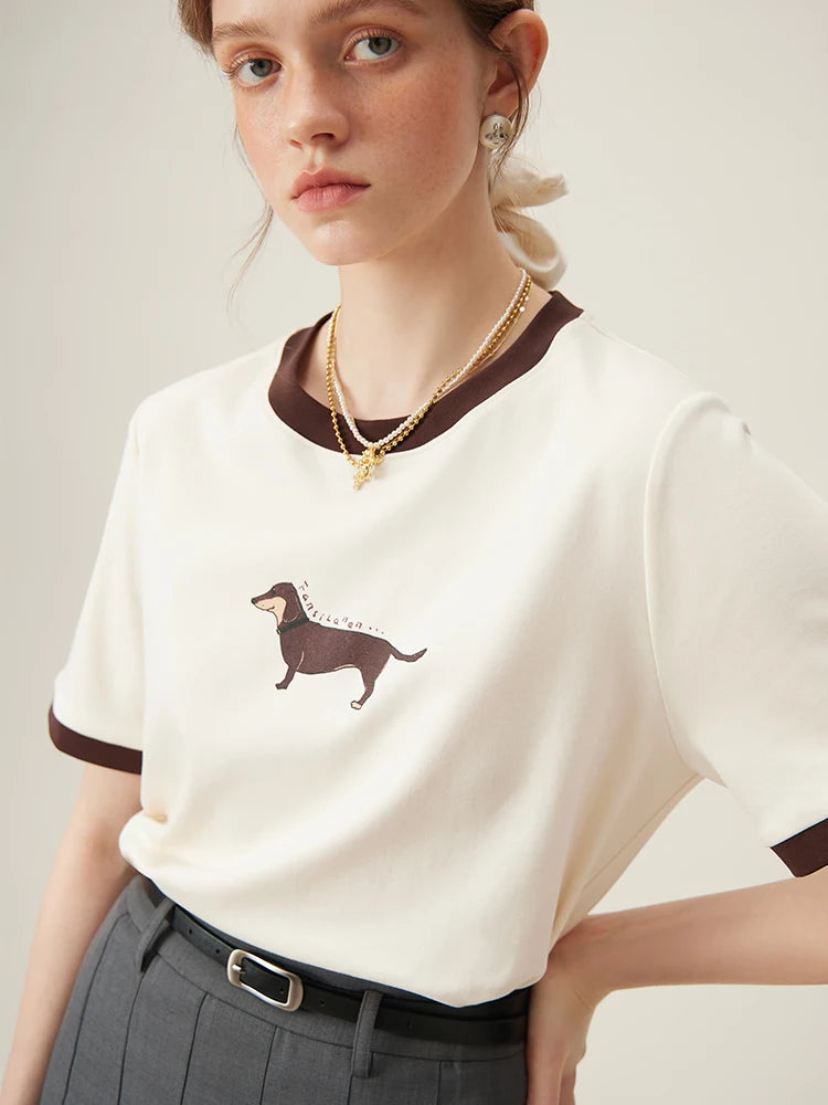 Animal Print Cotton Tee - Womens Short Sleeve Summer T-Shirt - ZOOMNSTORE