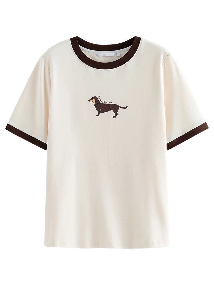 Animal Print Cotton Tee - Womens Short Sleeve Summer T-Shirt - ZOOMNSTORE
