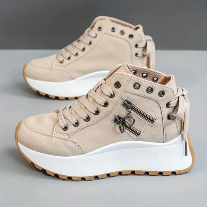 Women Denim Sneakers - High Top Canvas Platform Shoes For Female Students 2024 New - ZOOMNSTORE