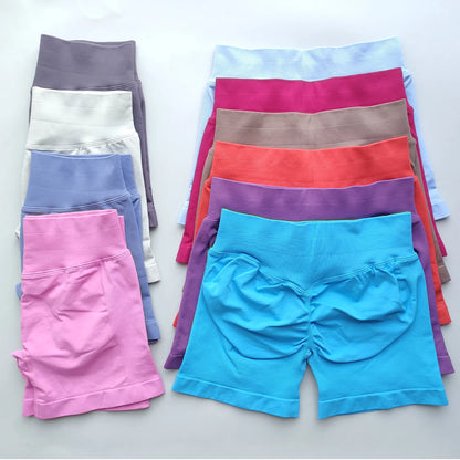 Women Gym Shorts - High Waisted Seamless Workout Shorts With Scrunch Butt Design - ZOOMNSTORE