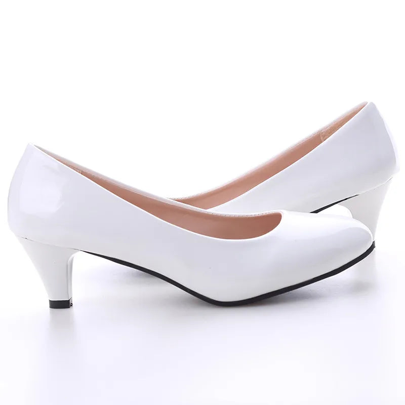 Women High Heels - Ladies Pumps With Medium Heel | Nude Party Shoes, PU Insole - ZOOMNSTORE