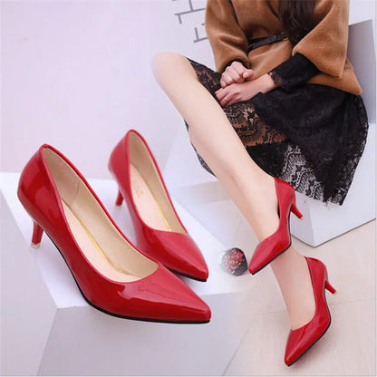 Women High Heels - Ladies Pumps With Medium Heel | Nude Party Shoes, PU Insole - ZOOMNSTORE