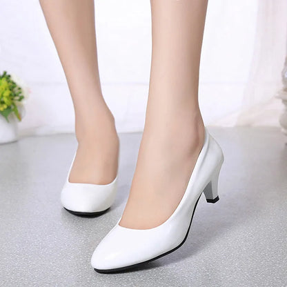 Women High Heels - Ladies Pumps With Medium Heel | Nude Party Shoes, PU Insole - ZOOMNSTORE