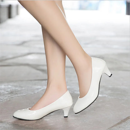 Women High Heels - Ladies Pumps With Medium Heel | Nude Party Shoes, PU Insole - ZOOMNSTORE
