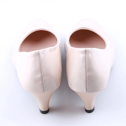 Women High Heels - Ladies Pumps With Medium Heel | Nude Party Shoes, PU Insole - ZOOMNSTORE