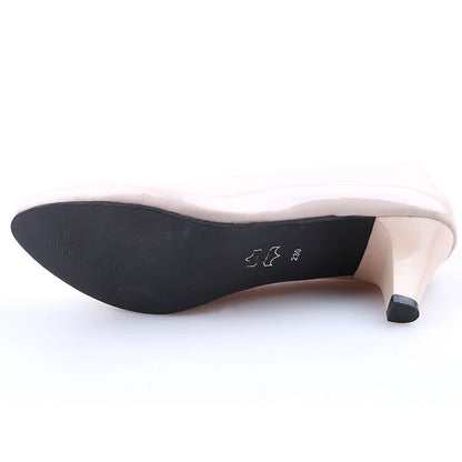 Women High Heels - Ladies Pumps With Medium Heel | Nude Party Shoes, PU Insole - ZOOMNSTORE