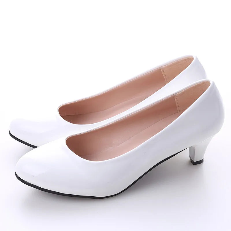 Women High Heels - Ladies Pumps With Medium Heel | Nude Party Shoes, PU Insole - ZOOMNSTORE