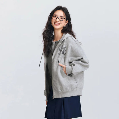 Women Hooded Jacket – Lightweight Spring Casual Coat With Loose Drop Shoulder - ZOOMNSTORE