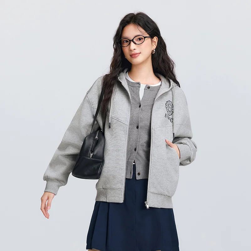 Women Hooded Jacket – Lightweight Spring Casual Coat With Loose Drop Shoulder - ZOOMNSTORE