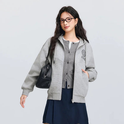 Women Hooded Jacket – Lightweight Spring Casual Coat With Loose Drop Shoulder - ZOOMNSTORE