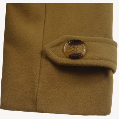 Women Hooded Jacket - Mid Length Double Breasted Coat With Woolen Lapel & Turn Down Collar - ZOOMNSTORE