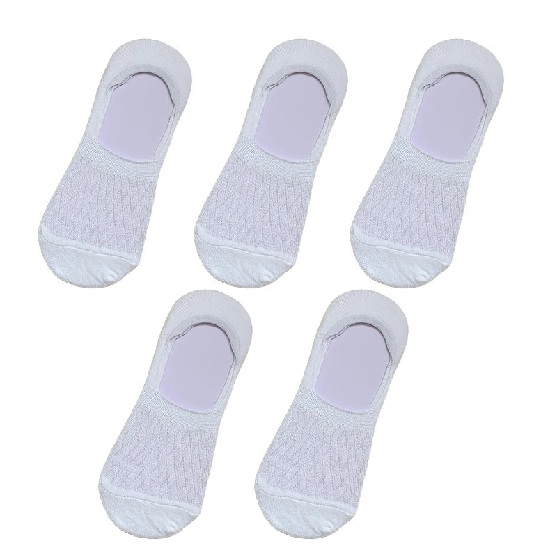 Womens Invisible Boat Socks - 5 Pairs Non-slip Breathable Mesh Low Cut Summer Sox - ZOOMNSTORE