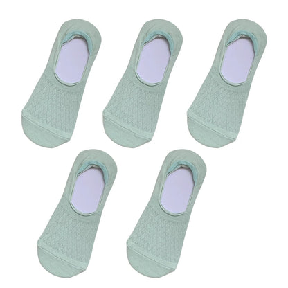 Womens Invisible Boat Socks - 5 Pairs Non-slip Breathable Mesh Low Cut Summer Sox - ZOOMNSTORE