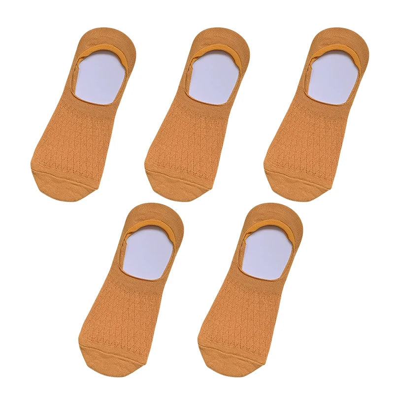 Womens Invisible Boat Socks - 5 Pairs Non-slip Breathable Mesh Low Cut Summer Sox - ZOOMNSTORE