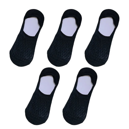 Womens Invisible Boat Socks - 5 Pairs Non-slip Breathable Mesh Low Cut Summer Sox - ZOOMNSTORE