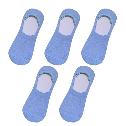 Womens Invisible Boat Socks - 5 Pairs Non-slip Breathable Mesh Low Cut Summer Sox - ZOOMNSTORE
