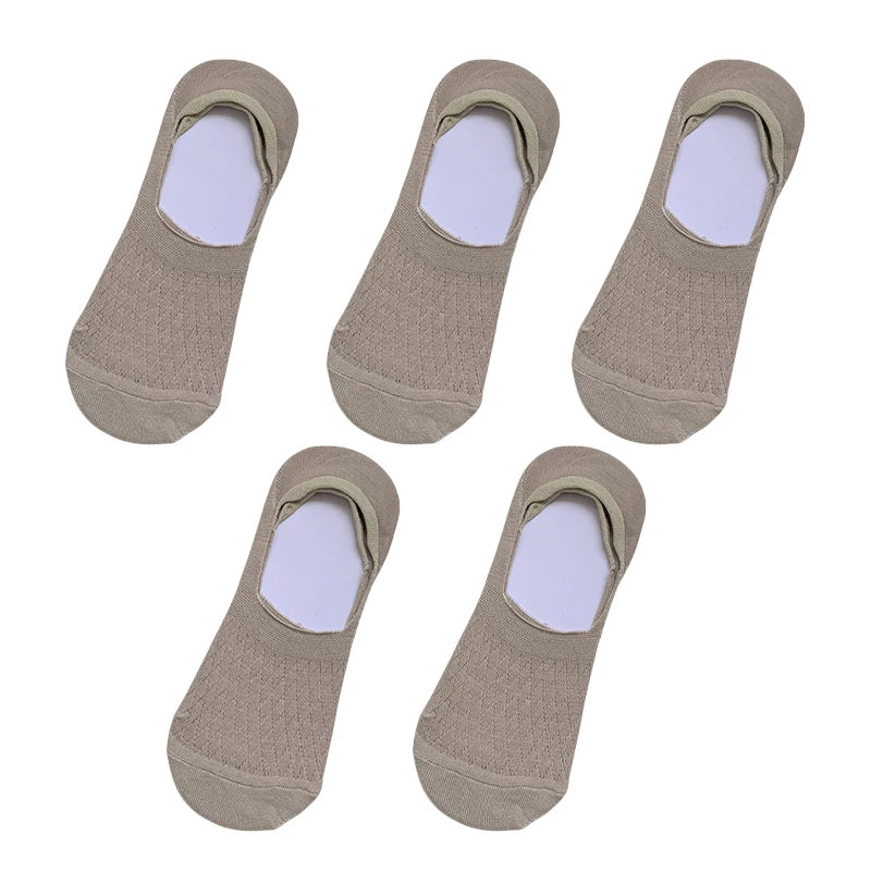 Womens Invisible Boat Socks - 5 Pairs Non-slip Breathable Mesh Low Cut Summer Sox - ZOOMNSTORE