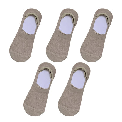 Womens Invisible Boat Socks - 5 Pairs Non-slip Breathable Mesh Low Cut Summer Sox - ZOOMNSTORE