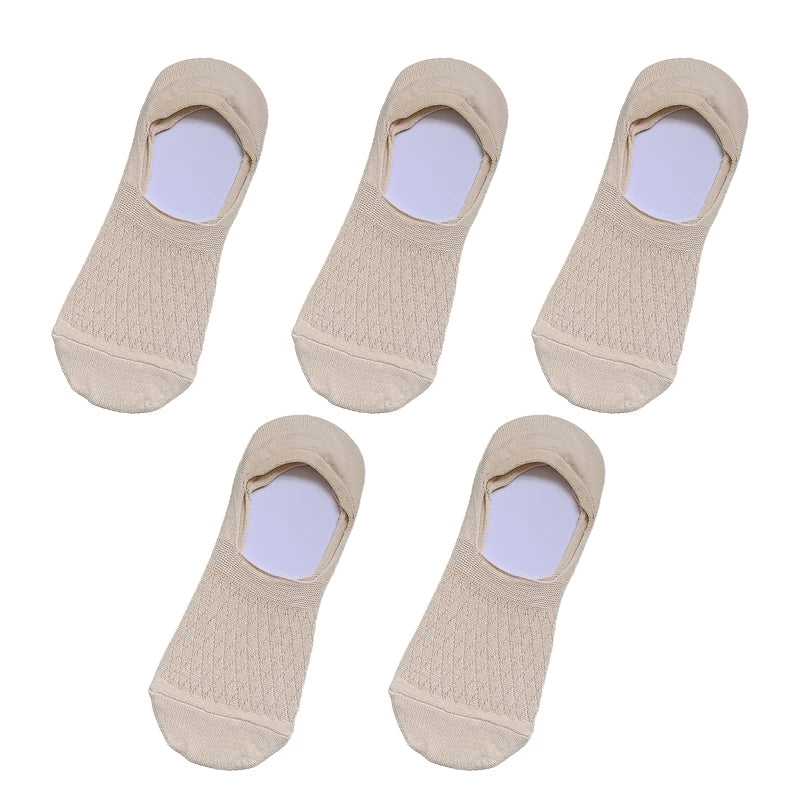 Womens Invisible Boat Socks - 5 Pairs Non-slip Breathable Mesh Low Cut Summer Sox - ZOOMNSTORE