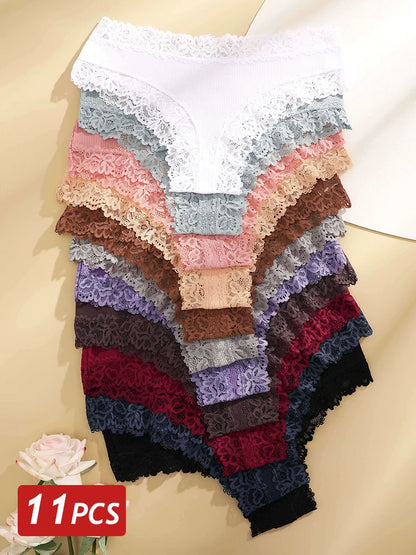 Women Lace Panties - Seamless Cotton Bikini Low-Rise T-Back Lingerie Set - ZOOMNSTORE