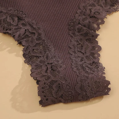 Women Lace Panties - Seamless Cotton Bikini Low-Rise T-Back Lingerie Set - ZOOMNSTORE