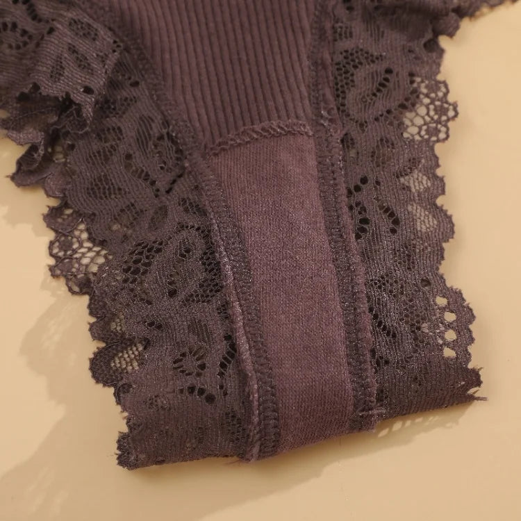 Women Lace Panties - Seamless Cotton Bikini Low-Rise T-Back Lingerie Set - ZOOMNSTORE