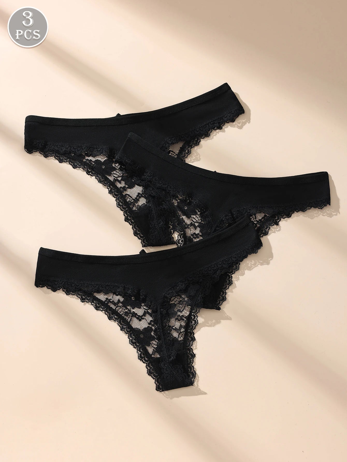 Women Lace Underwear – Low Waist Lace Bow Panties | Seamless, Soft & Breathable 3-Pack - ZOOMNSTORE