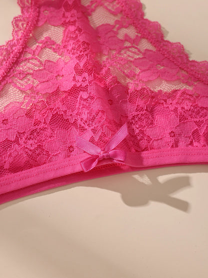 Women Lace Underwear – Low Waist Lace Bow Panties | Seamless, Soft & Breathable 3-Pack - ZOOMNSTORE