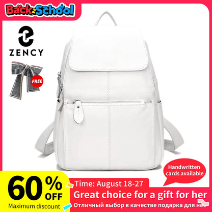 Stylish Black and White Leather Womens Backpack - Anti-Theft Large Capacity Travel Rucksack - ZOOMNSTORE