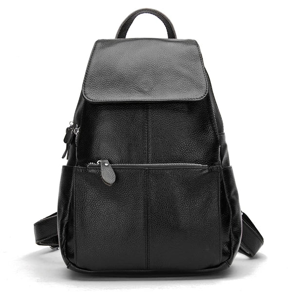 Stylish Black and White Leather Womens Backpack - Anti-Theft Large Capacity Travel Rucksack - ZOOMNSTORE